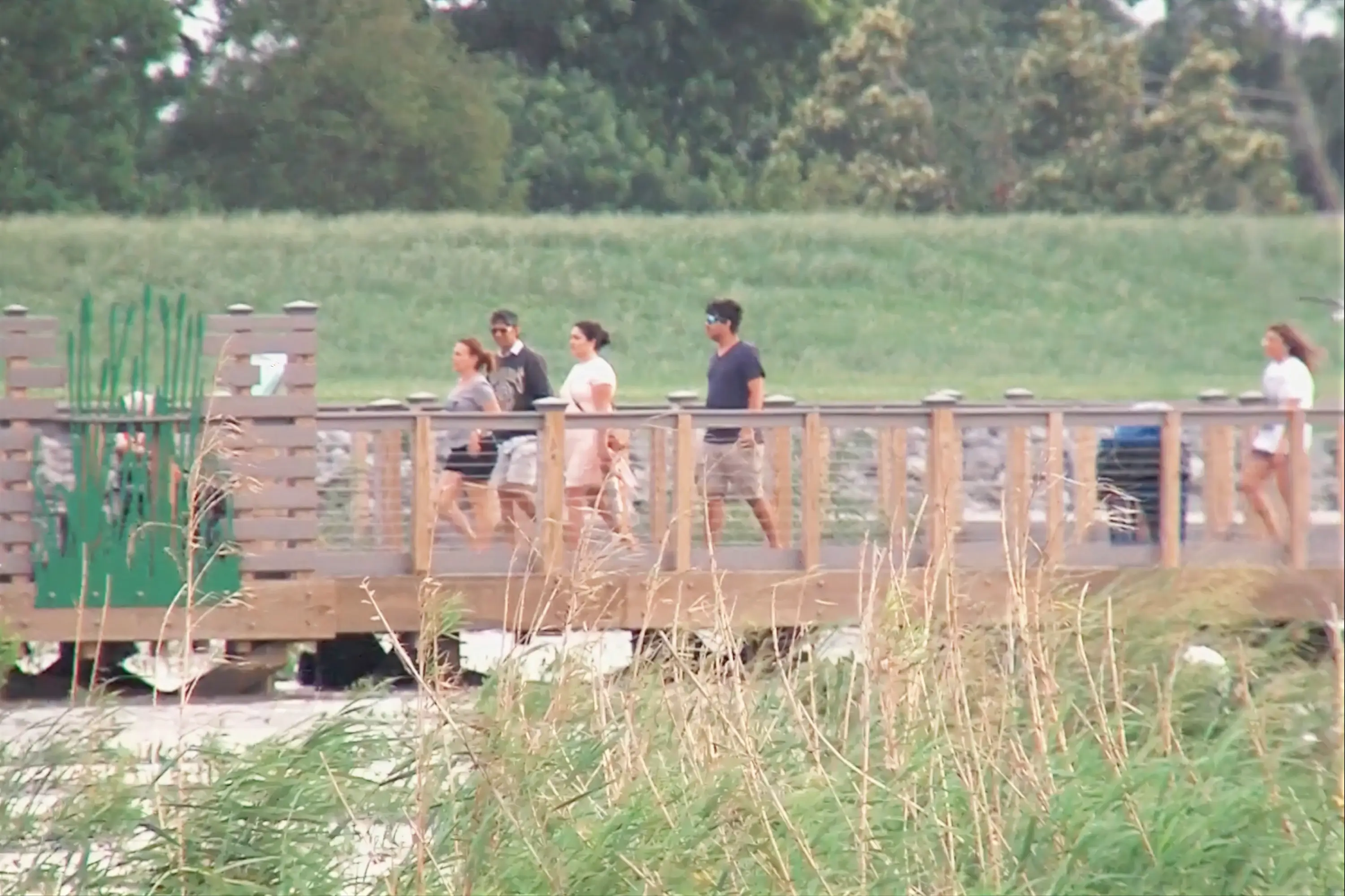 People walking on docks